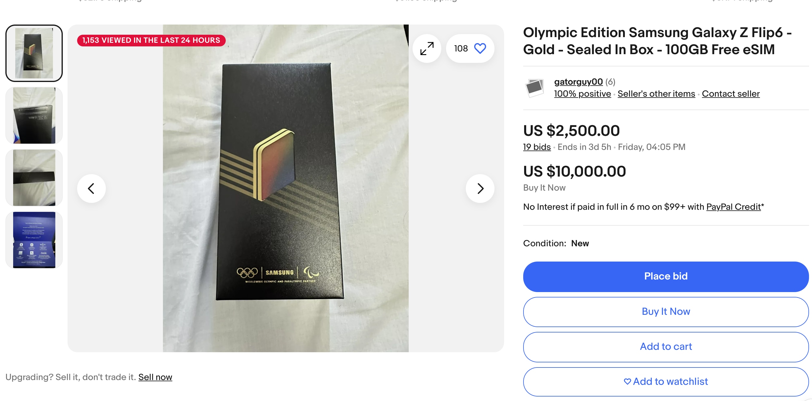 Samsung Galaxy Z Flip 6 Olympic Edition sealed in box available on eBay.(eBay) Samsung Galaxy Z Flip 6 Olympic Edition sealed in box available on eBay.(eBay)