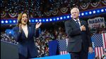 Democratic presidential candidate, US Vice-President Kamala Harris and Democratic vice-presidential candidate Minnesota Governor Tim Walz appear on stage together during a campaign event at Girard College in Philadelphia, Pennsylvania, on Tuesday. (AFP) Democratic presidential candidate, US Vice-President Kamala Harris and Democratic vice-presidential candidate Minnesota Governor Tim Walz appear on stage together during a campaign event at Girard College in Philadelphia, Pennsylvania, on Tuesday. (AFP)