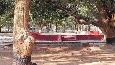 An open are in the university campus. (Visva-Bharati University)