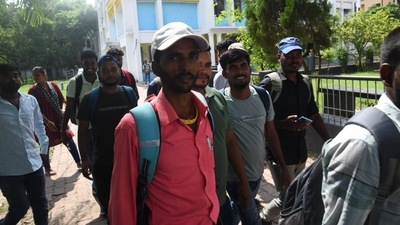 Candidates leave exam hall after appearing for the Bihar Police Constable Exam in Patna. (Santosh Kumar) Candidates leave exam hall after appearing for the Bihar Police Constable Exam in Patna. (Santosh Kumar)