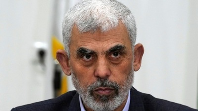FILE - Yahya Sinwar chairs a meeting with leaders of Palestinian factions at his office in Gaza City, April 13, 2022. (AP Photo/Adel Hana, File) FILE - Yahya Sinwar chairs a meeting with leaders of Palestinian factions at his office in Gaza City, April 13, 2022. (AP Photo/Adel Hana, File)