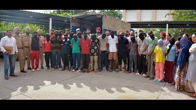 The accused in police custody. (HT Photo) The accused in police custody. (HT Photo)