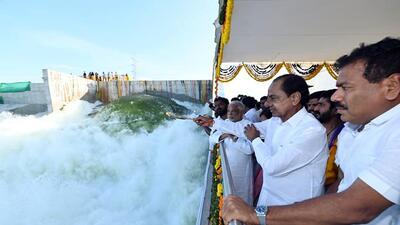 While the Kaleshwaram lift irrigation project built on Godavari river at ₹93,872 crore built provided irrigation to only 98,590 acres, the Palamuru-Rangareddy lift irrigation scheme being built on Krishna river at an estimate of ₹35,200 crore, is yet to come into operation. (ANI) While the Kaleshwaram lift irrigation project built on Godavari river at ₹93,872 crore built provided irrigation to only 98,590 acres, the Palamuru-Rangareddy lift irrigation scheme being built on Krishna river at an estimate of ₹35,200 crore, is yet to come into operation. (ANI)