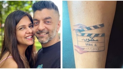 Dalljiet Kaur shared the matching tattoo she got with Nikhil Patel. Dalljiet Kaur shared the matching tattoo she got with Nikhil Patel.