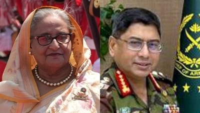 Ousted Bangladesh Prime Minister Sheikh Hasina and Army chief General Waker-us-Zaman. Ousted Bangladesh Prime Minister Sheikh Hasina and Army chief General Waker-us-Zaman.