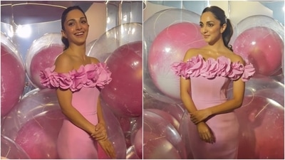 Kiara Advani's Barbie look in a pink off-shoulder dress. (Instagram ) Kiara Advani's Barbie look in a pink off-shoulder dress. (Instagram )