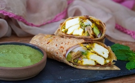 Paneer Kathi Roll is a delicious and nutritious wrap filled with spiced paneer. (Pinterest) Paneer Kathi Roll is a delicious and nutritious wrap filled with spiced paneer. (Pinterest)