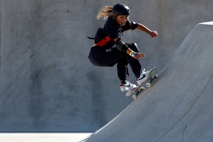 16-year-old Sky Brown won her bronze medal in skateboarding despite her shoulder injury ((AFP)) 16-year-old Sky Brown won her bronze medal in skateboarding despite her shoulder injury ((AFP))