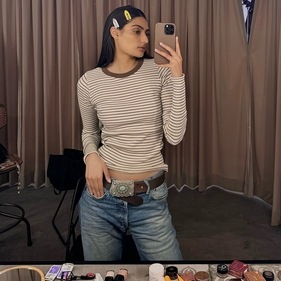 Athiya Shetty pairs her casual fit with a cowboy style belt (Photo: Instagram) Athiya Shetty pairs her casual fit with a cowboy style belt (Photo: Instagram)