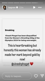 Taapsee Pannu shared a news article.