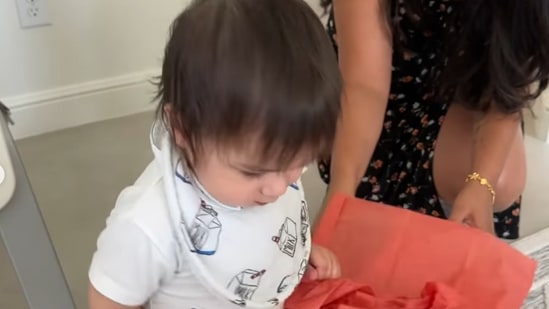 In several other pictures, Koa was seen busy with his toys, playing with his birthday decorations and eating.