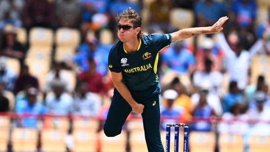 Australia's Adam Zampa bowls during the ICC men's Twenty20 World Cup 2024(AFP)