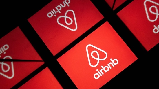 This illustration picture taken on November 22, 2019, shows the logo of the online lodging service Airbnb displayed on a tablet in Paris.(AFP)