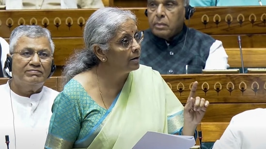 Union finance minister Nirmala Sitharaman speaks in the Lok Sabha during the Monsoon session of Parliament on August 7. (PTI Photo) 