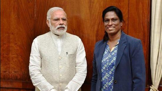 Prime Minister Narendra Modi with IOA president PT Usha. (X/File)