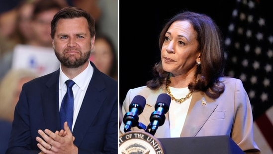 JD Vance calls Kamala Harris ‘chameleon’ on being asked how she can fake her race (AP Photo/Adam Bettcher, Stephanie Scarbrough/Pool via REUTERS)