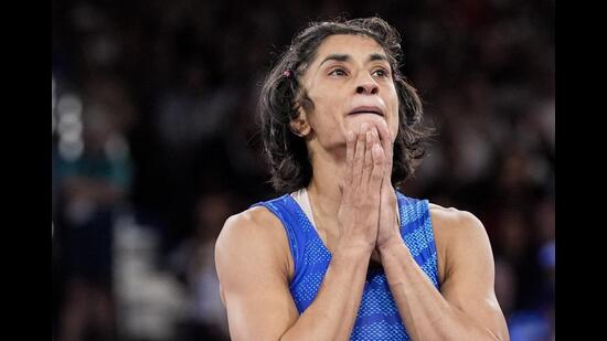 Vinesh Phogat in Paris on Tuesday. (PTI)