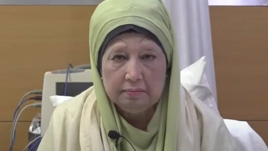 A screengrab from Khaleda Zia's video message (The Daily Star)