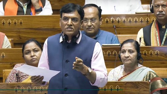 New Delhi: Union Minister Mansukh L Mandaviya speaks in the Lok Sabha during the Monsoon session of Parliament, in New Delhi.(PTI)