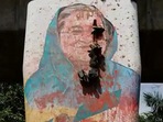 A view shows a mural of former Bangladeshi Prime Minister Sheikh Hasina vandalised by protesters A view shows a mural of former Bangladeshi Prime Minister Sheikh Hasina vandalised by protesters