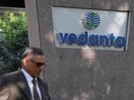 A man walks past the logo of Vedanta outside its headquarters in Mumbai, India, January 31, 2018. (Reuters)