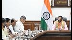 Haryana chief minister Nayab Saini chairs a cabinet meeting in Chandigarh on Thursday. (HT photo) Haryana chief minister Nayab Saini chairs a cabinet meeting in Chandigarh on Thursday. (HT photo)