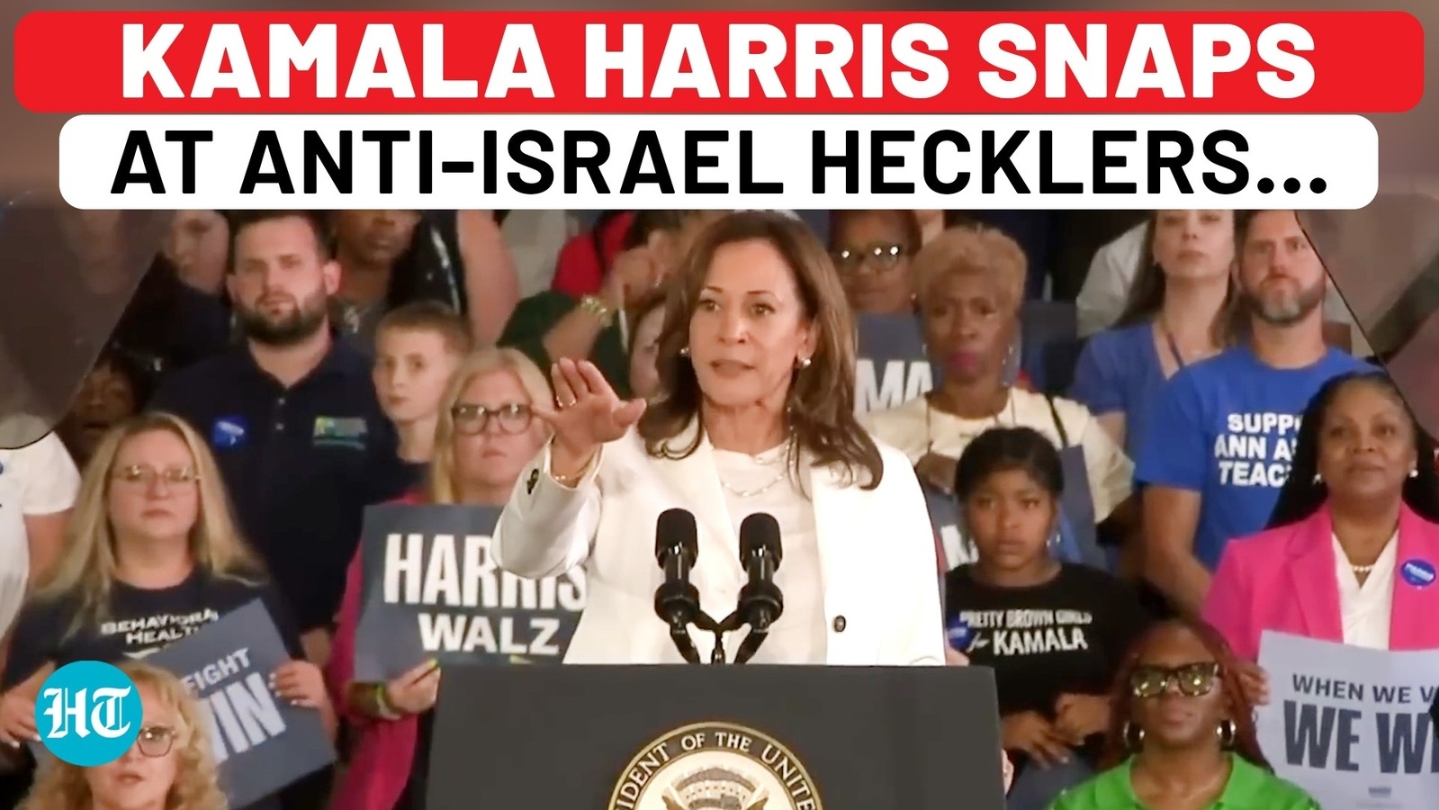 Kamala Harris Shuts Down Anti-Israel Hecklers in Detroit Rally; 'If You ...
