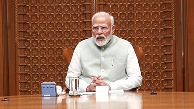 Prime Minister Narendra Modi chairs the Cabinet Committee on Security (CCS) meeting regarding the situation in Bangladesh, at 7, Lok Kalyan Marg, in New Delhi on Monday. (ANI)