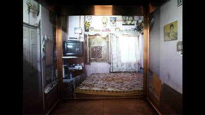 Gigi Scaria’s installation, Elevator From The Subcontinent, simulates a ride in a lift. (COLLECTION AND IMAGE COURTESY: KIRAN NADAR MUSEUM OF ART) Gigi Scaria’s installation, Elevator From The Subcontinent, simulates a ride in a lift. (COLLECTION AND IMAGE COURTESY: KIRAN NADAR MUSEUM OF ART)