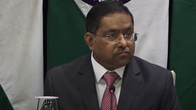 Ministry of external affairs spokesperson Randhir Jaiswal. (Screengrab) Ministry of external affairs spokesperson Randhir Jaiswal. (Screengrab)