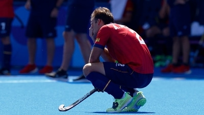 Alejandro Alonso of Spain reacts after India secured a famous win over La Roja in the medal match (REUTERS)