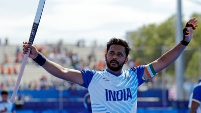 Harmanpreet Singh of India celebrates winning the match (REUTERS)