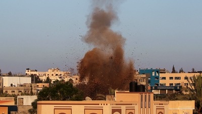 Smoke billows after an Israeli strike in al-Zawayda in the central Gaza Strip. (AFP) Smoke billows after an Israeli strike in al-Zawayda in the central Gaza Strip. (AFP)