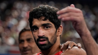 Aman Sehrawat was dominant in his first two wins on Day 13 but was brushed aside in the semi-final. (PTI)