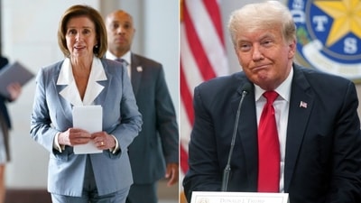 Donald Trump on Saturday hit out at former House Speaker Nancy Pelosi while addressing a first rally in Grand Rapids, Michigan. (AP)