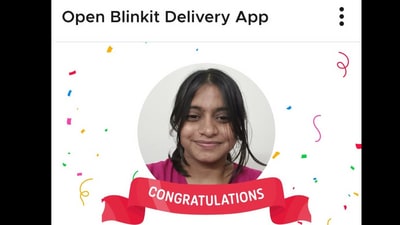 Sneha P made Blinkit deliveries in and around Indiranagar, Bengaluru. (X/@itspsneha) Sneha P made Blinkit deliveries in and around Indiranagar, Bengaluru. (X/@itspsneha)