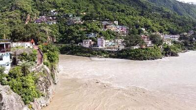 The water level of the Alaknanda River has risen considerably following incessant rainfall in Uttarakhand. (ANI Photo)