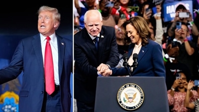 Donald Trump says Tim Walz as Kamala Harris' running mate is ‘a shocking pick’ (AP Photo/Alex Brandon, File, Photographer: Hannah Beier/Bloomberg) Donald Trump says Tim Walz as Kamala Harris' running mate is ‘a shocking pick’ (AP Photo/Alex Brandon, File, Photographer: Hannah Beier/Bloomberg)
