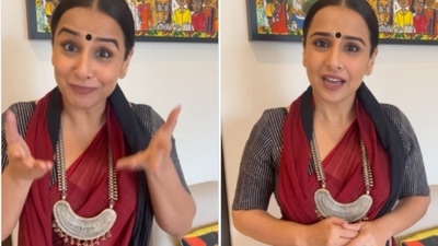 Vidya Balan seemed in a jovial mood in the Instagram reel. Vidya Balan seemed in a jovial mood in the Instagram reel.