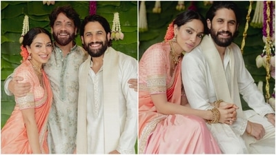 Sobhita Dhulipala turned heads in a stunning pastel silk saree as she celebrated her engagement to Naga Chaitanya. (Instagram) Sobhita Dhulipala turned heads in a stunning pastel silk saree as she celebrated her engagement to Naga Chaitanya. (Instagram)