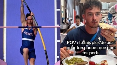 An overview shows France's Anthony Ammirati competing in the men's pole vault qualification of the athletics event at the Paris 2024 Olympic Games at Stade de France in Saint-Denis(AFP)