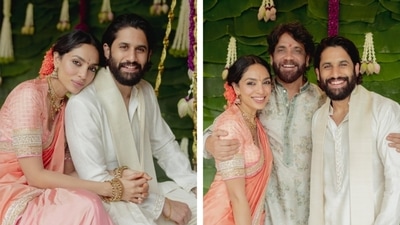 Nagarjuna announced Naga Chaitanya's engagement to Sobhita Dhulipala on his Twitter handle. He shared the pictures with Naga and Sobhita and captioned it as, “We are delighted to announce the engagement of our son, Naga Chaitanya, to Sobhita Dhulipala, which took place this morning at 9:42 a.m.!! We are overjoyed to welcome her into our family. Congratulations to the happy couple! Wishing them a lifetime of love and happiness. God bless!” 8.8.8 A beginning of infinite love." Nagarjuna announced Naga Chaitanya's engagement to Sobhita Dhulipala on his Twitter handle. He shared the pictures with Naga and Sobhita and captioned it as, “We are delighted to announce the engagement of our son, Naga Chaitanya, to Sobhita Dhulipala, which took place this morning at 9:42 a.m.!! We are overjoyed to welcome her into our family. Congratulations to the happy couple! Wishing them a lifetime of love and happiness. God bless!” 8.8.8 A beginning of infinite love."