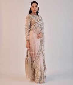 Sobhita Dhulipala looks regal in a net saree with intricate work (Photo: Instagram) Sobhita Dhulipala looks regal in a net saree with intricate work (Photo: Instagram)