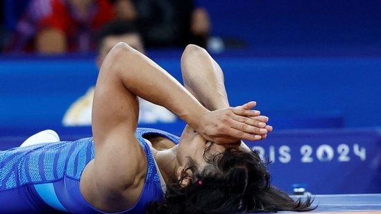 Vinesh Phogat of India reacts after winning the match against Yui Susaki of Japan(REUTERS)