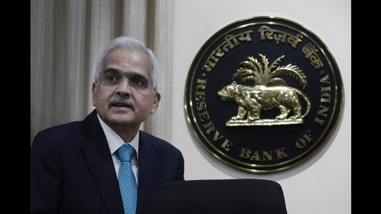 Reserve Bank of India (RBI) Governor Shaktikanta Das speaks to the media after presenting decisions taken by Monetary Policy Committee in Mumbai, India, Friday, June 7, 2024. (AP Photo/Rajanish Kakade) (AP)