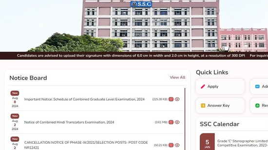 SSC CGL Tier 1 examination begins from September 9, 2024. Check notice below.