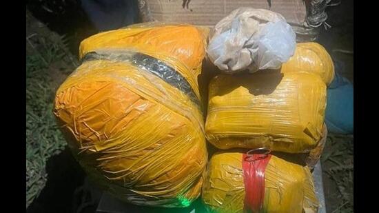 The drug consignment recovered from the vehicle of the two smugglers caught at a police checkpoint on Old Mudki Road in Ferozepur on Wednesday night. (X)