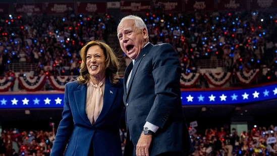 Democratic presidential candidate, U.S. Vice President Kamala Harris and Democratic vice presidential nominee Minnesota Gov. Tim Walz walk out on stage together during a campaign event on August 6, 2024 in Philadelphia, Pennsylvania. (Photo by Andrew Harnik / GETTY IMAGES NORTH AMERICA / Getty Images via AFP)(Getty Images via AFP) Democratic presidential candidate, U.S. Vice President Kamala Harris and Democratic vice presidential nominee Minnesota Gov. Tim Walz walk out on stage together during a campaign event on August 6, 2024 in Philadelphia, Pennsylvania. (Photo by Andrew Harnik / GETTY IMAGES NORTH AMERICA / Getty Images via AFP)(Getty Images via AFP)