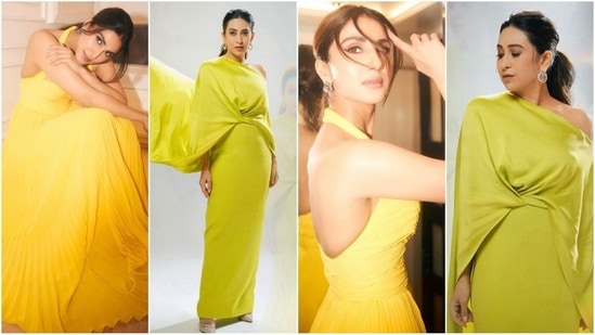 Vaani Kapoor and Karisma Kapoor are here to show us how to slay fashion goals like total pros. Their latest pics are blowing up on social media, giving us all the fresh style inspo we need. From Vaani's gorgeous butter yellow dress to Karisma's edgy asymmetric gown, let's break down their looks and snag some fashion tips from these fabulous divas.(Instagram)