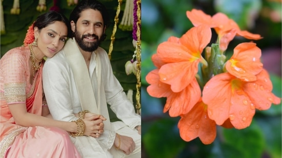 The flowers worn by Sobhita in her engagement photos with Chaitanya